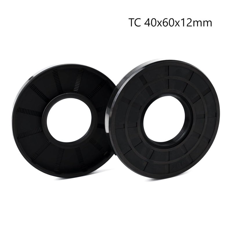 Xike ختم عمود الزيت، أختام شفة، TC 40x60x12mm غلاف مطاط نيتريل مزدوج الشفة مع زنبرك، أختام زيت لعمود المحامل، الأعمدة الدوارة، إلخ، أسود عبوة من 2 - Image 2